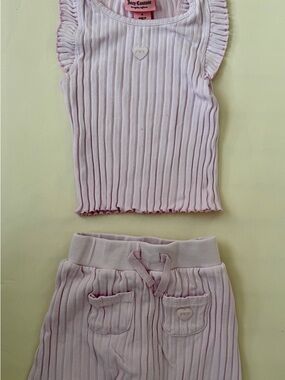 Juicy Couture Pink Ribbed Tank & Shorts Matching Set